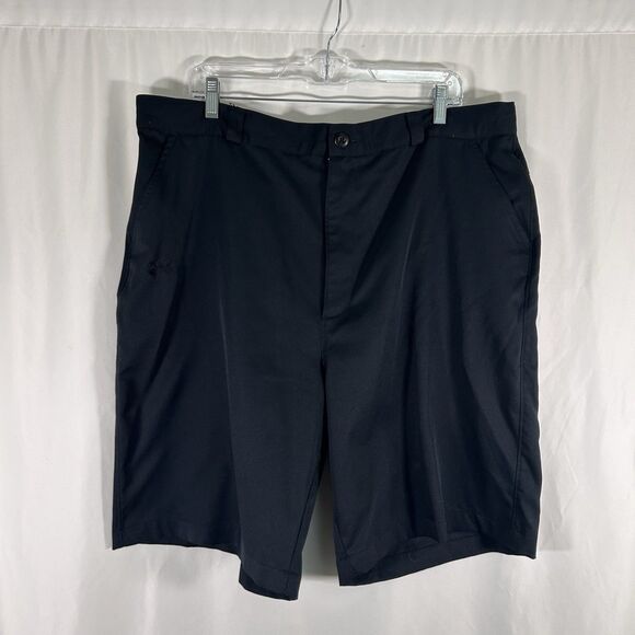 Under Armour Golf Shorts Men's 40R Solid Black 10" Inseam Button Zip - Picture 1 of 7
